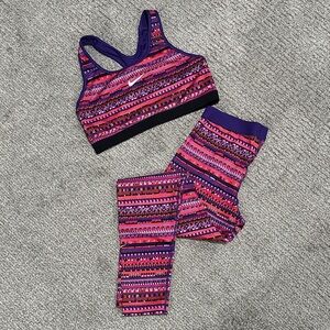 Nike Purple and Pink Patterned Activewear Set
